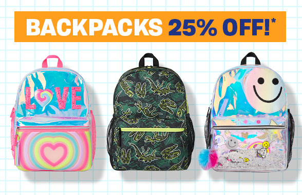 25% off Backpacks 25% OFF!" 