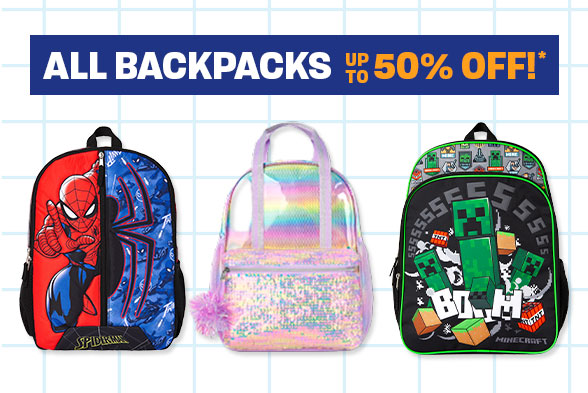 Up to 50% off All Backpacks ALL BACKPACKS 1:50% OFF!" 